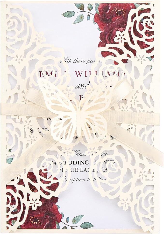 Wedding Invitations Ivory 50 Pack by Maffily