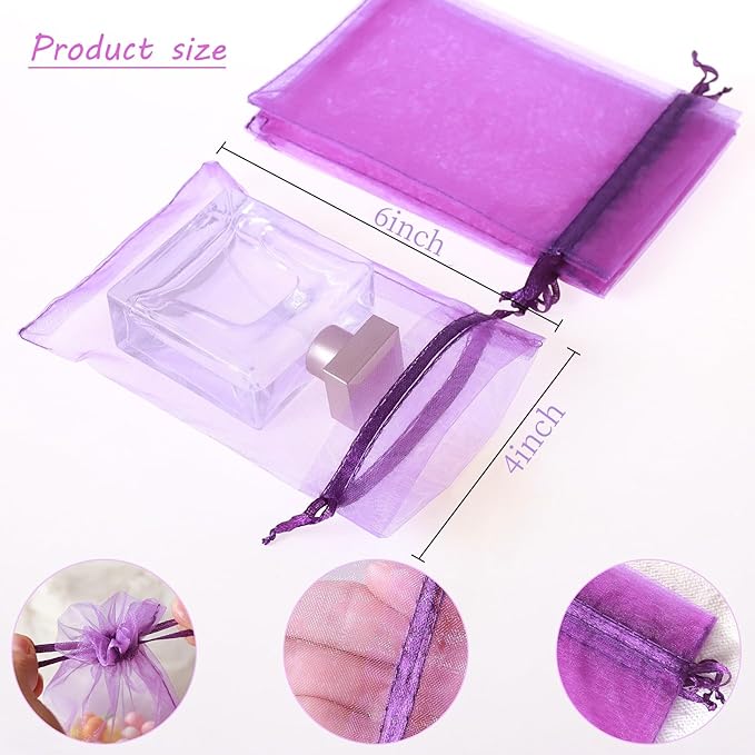 Hopttreely 50PCS Organza Wedding Favor Bags, 4x6 inches Jewelry Gift Bags - Image 2