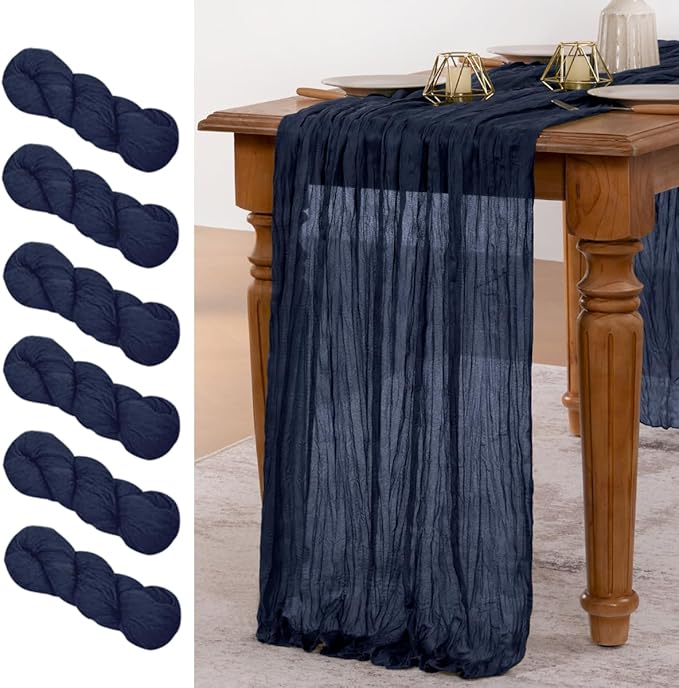 MLMW 6 Pack Navy Blue Table Runner Cheesecloth Boho Gauze Rustic Cheese Cloth by MLMW