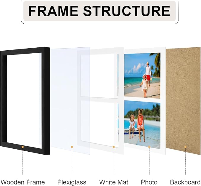 Vittanly 8.5x11 Collage Picture Frame, Displays 2Pcs 5x7 Pictures - Image 3