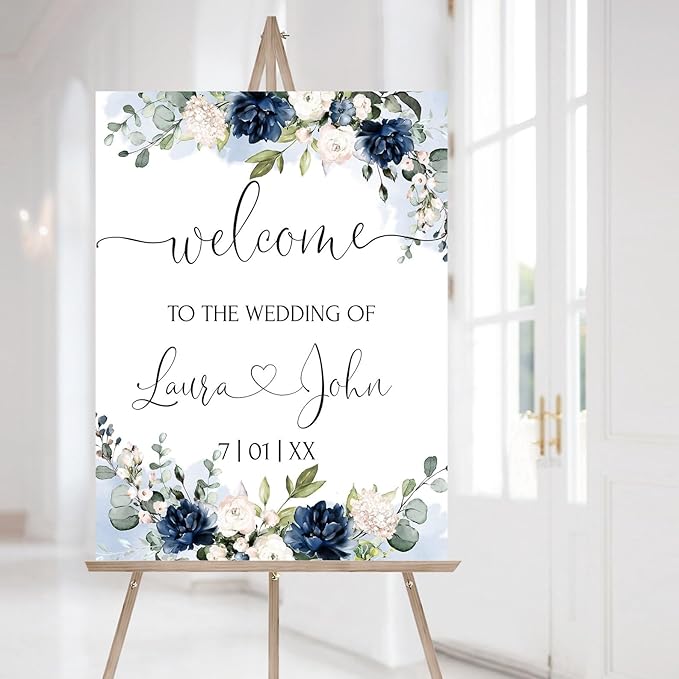 Personalized Wedding Welcome Sign, Flowers Wedding Welcome Sign, Wedding - Image 3