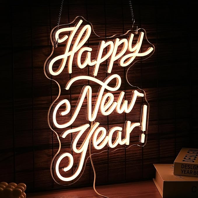 Happy New Year Neon Sign Warm White Led Neon Lights - Image 2