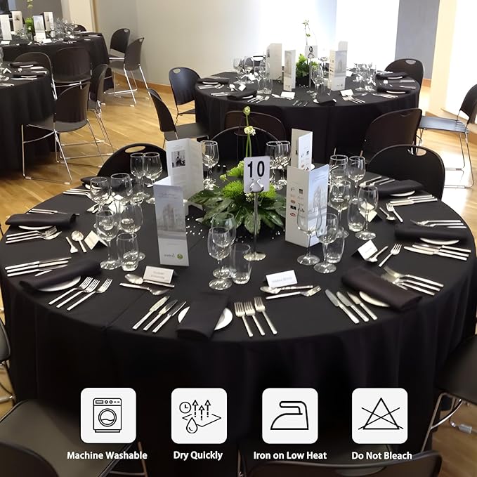 8 Pack Black Round Tablecloth 108 Inch Black Table Cloth Stain and Wrinkle - Image 7