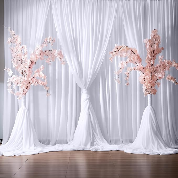 20ft×10ft Wrinkle Free White Backdrop Curtains - Image 5