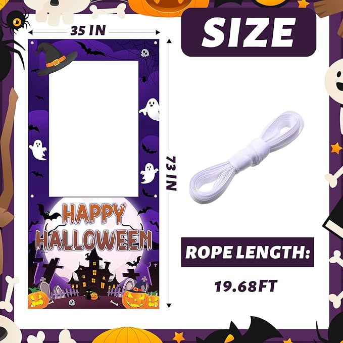 Halloween Photo Booth Props Frame Party Decorations 35 x 73Inch Halloween - Image 2