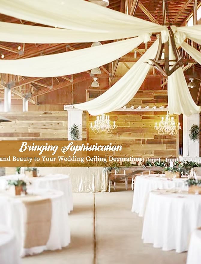 6 Panels Ivory Ceiling Drapes for Wedding 5ftx10ft Chiffon Fabric Arch Draping - Image 5