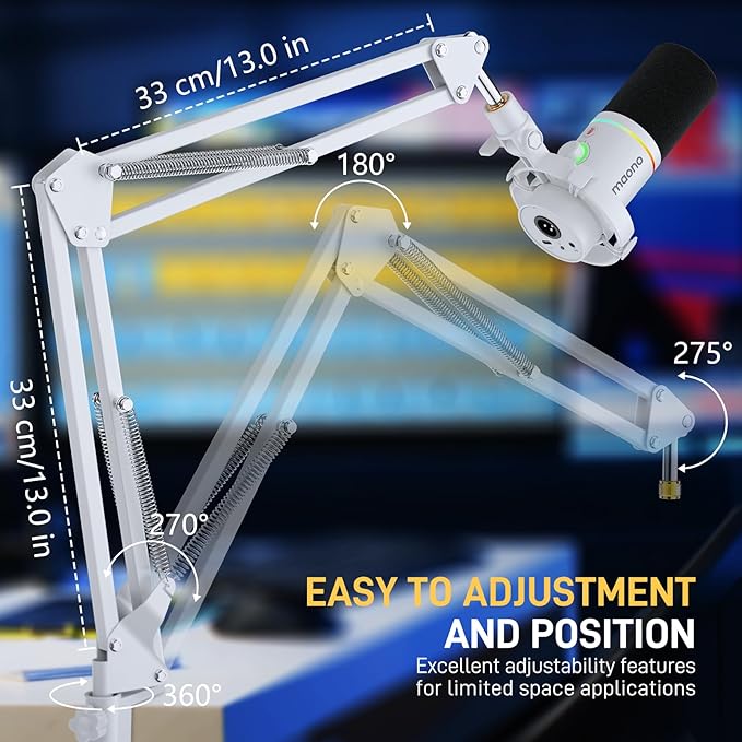 MAONO Boom Arm Microphone Stand: Adjustable Metal Suspension Mic Boom Arm - Image 3