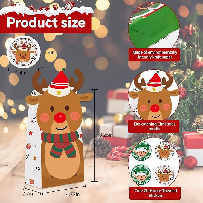 24PCS Christmas Treat Bags, Xmas Cookies Wrapping Gift - Image 2