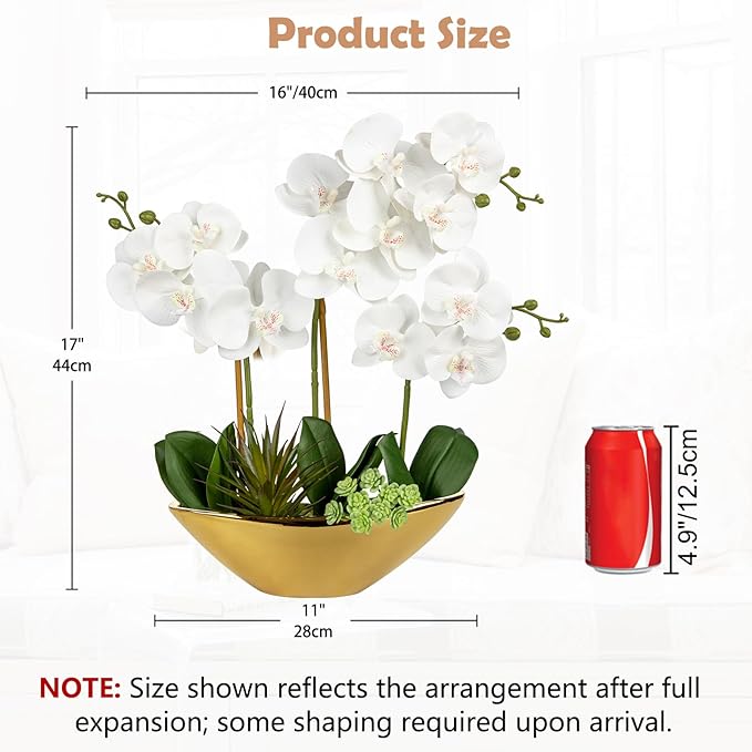 Briful Orchid Artificial Flowers 17in White Fake Orchid Silk Flowers - Image 2