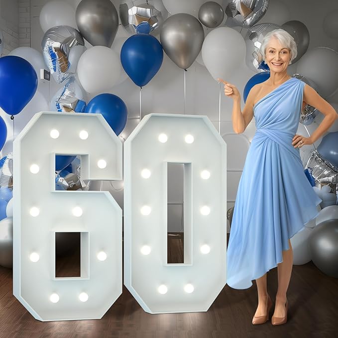 Marquee Numbers 4 Feet Tall Big Light Up Numbers 60th Birthday Decorations by Letsmakeitimpressive