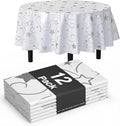 Exquisite Silver Star Tablecloth Plastic 12-Pack Disposable Round Tablecloths by Exquisite