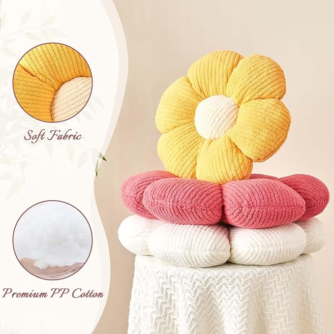 Flower Throw Pillow, Soft Peach Pink 19.6" Shaped Floor Pillow - Image 4
