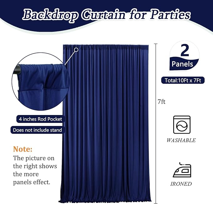 10 x 7 Feet Royal Blue Backdrop Curtain - Image 2