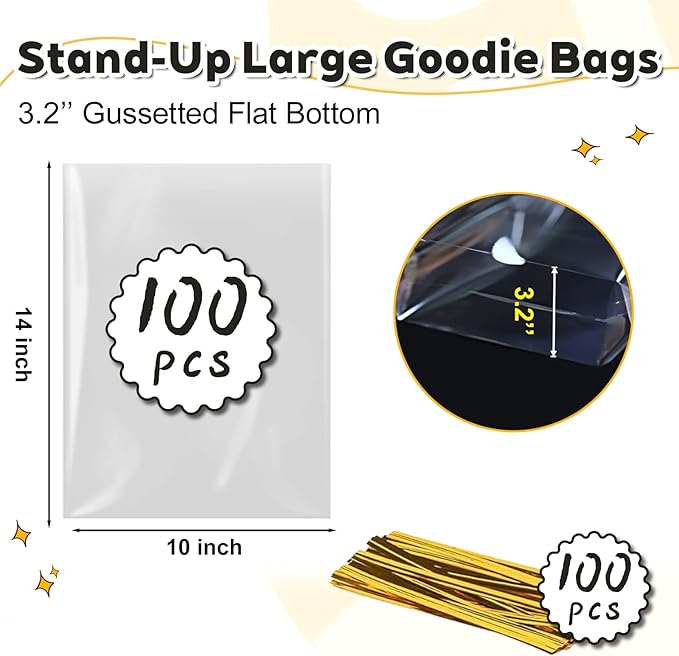 PigPotParty 10"x 14", Cellophane Mug Treat Goodie Bags - Image 5