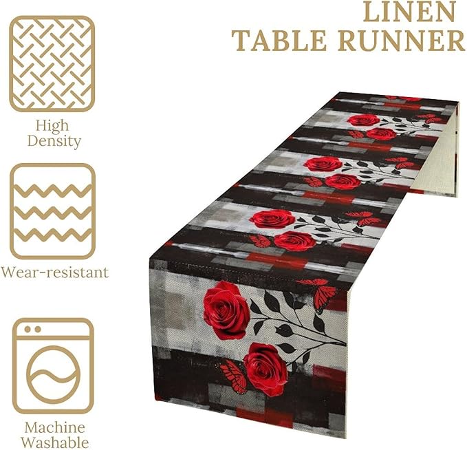 Abstract Art Rose Table Runner, 13x120 Inch - Image 3