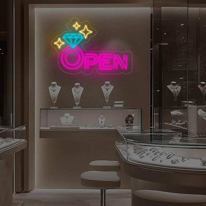 Diamond Open Indoor Neon Sign For Jewelry Store Custom Led Neon Sign Business - Image 7