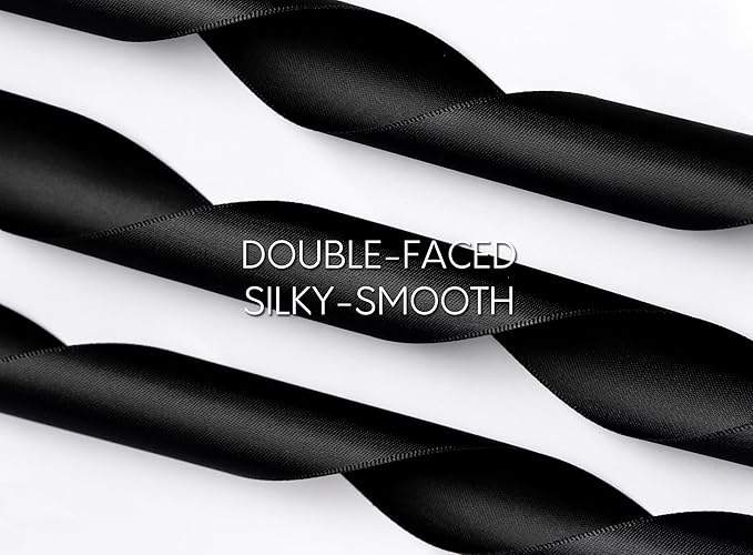 Black Satin Ribbon 1-1/2 Inch x 50 Yards Double-Faced Polyester Hair Ribbons - Image 3