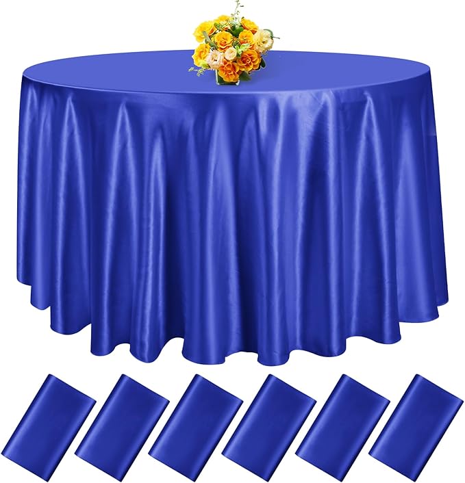 fani 6 Pack 120 Inch Royal Blue Satin Tablecloth by fani