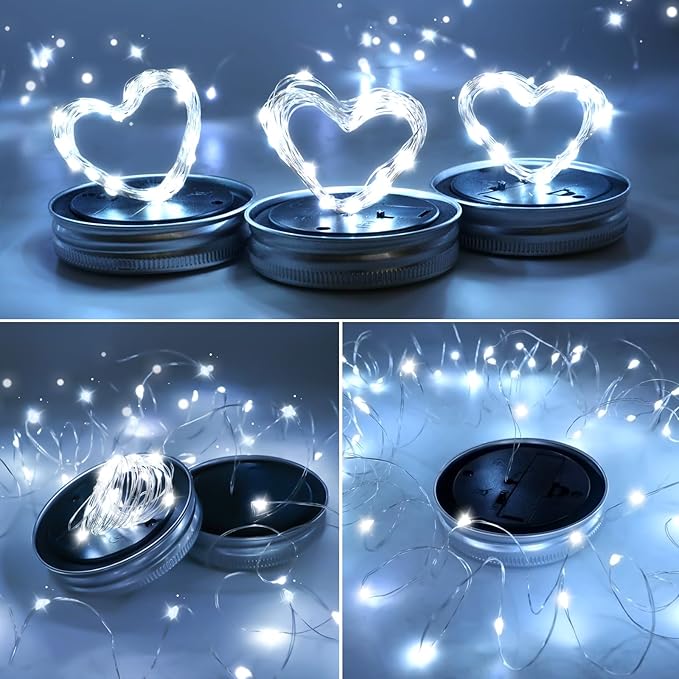 ZNYCYE Mason Jar Solar Lights for Outside, 12 Pack 30LED Fairy Lights Mason Jar - Image 6