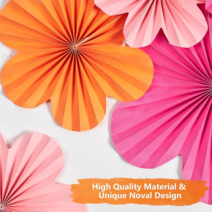 SUNBEAUTY 9 PCS Pink and Orange Party Decorations Pink Party Decorations Paper - Image 7