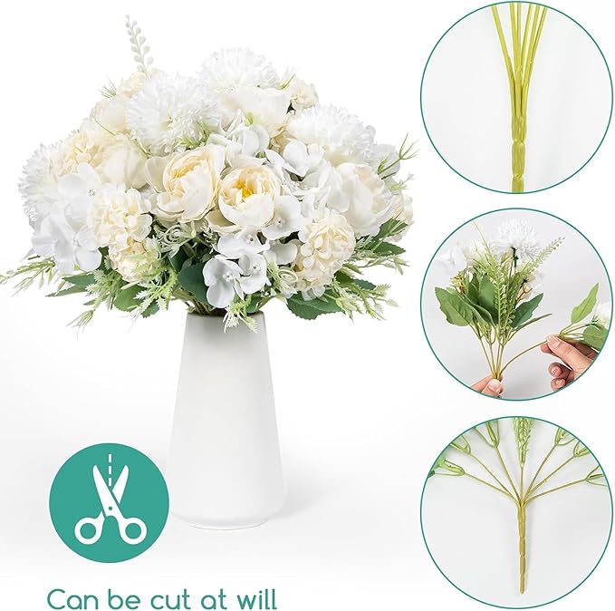 12 Packs Peonies Artificial Flowers, Silk Artificial Peonies Flowers Fake Peony - Image 4
