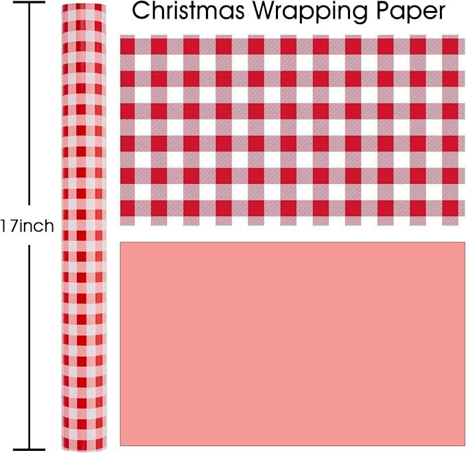 Burymento Red Checkerboard Wrapping Paper, Gift Wrap - Image 4