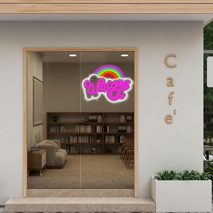 LISIGNVE Rainbow Welcome Neon Sign Cloud Light Up Sign Welcome Led Sign Rainbow - Image 5