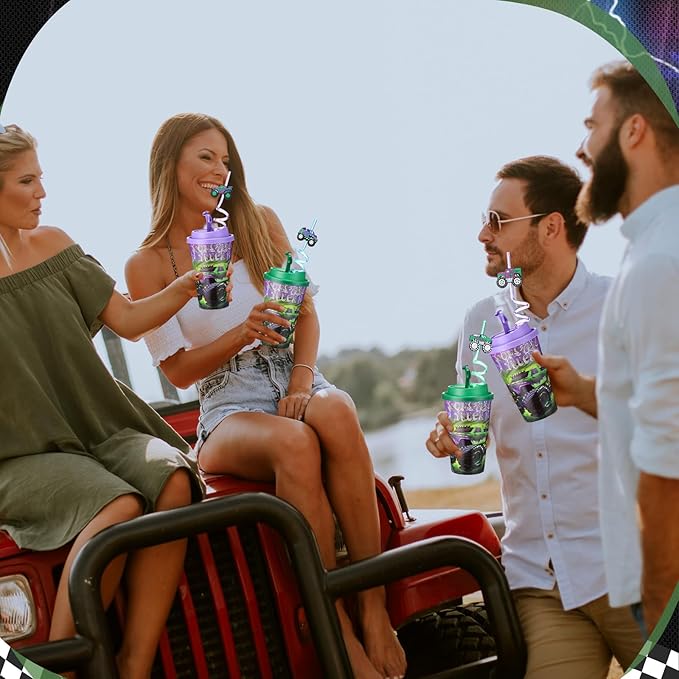 Yungyan 16 Sets Green Purple Monster Truck Party Favors Goodie Cups - Image 6