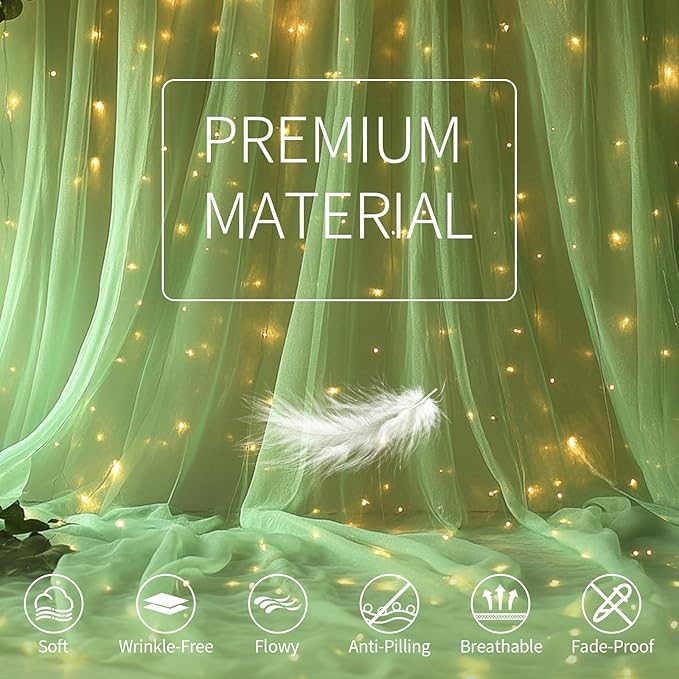 Sage Green Tulle Backdrop Curtain - Image 5