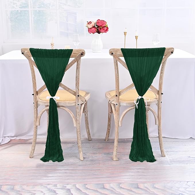 50 PCS Cheesecloth Chair Sashes Bows Wedding Aisle Decorations Chair Ribbon - Image 4