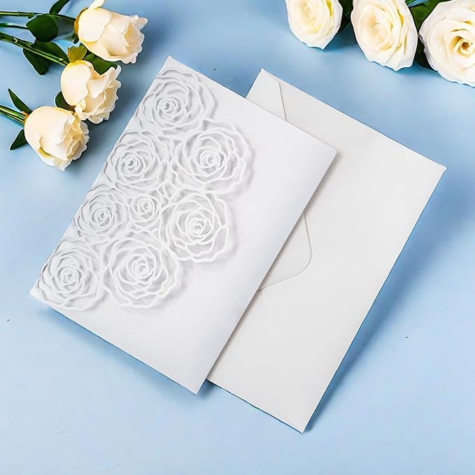 20 Pcs Laser Cut Wedding Invitations Card Pocket - Image 7