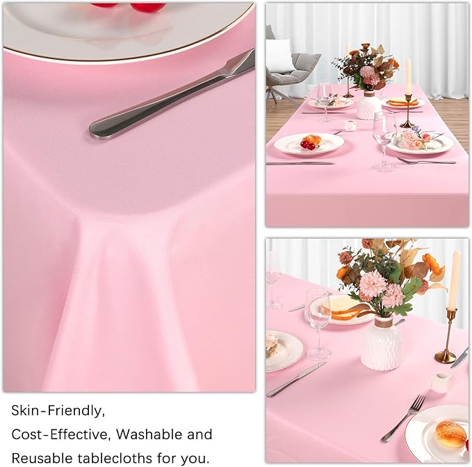 8 Pack Pink Tablecloth 60 x 102 Inch Rectangular Tablecloths - Image 5