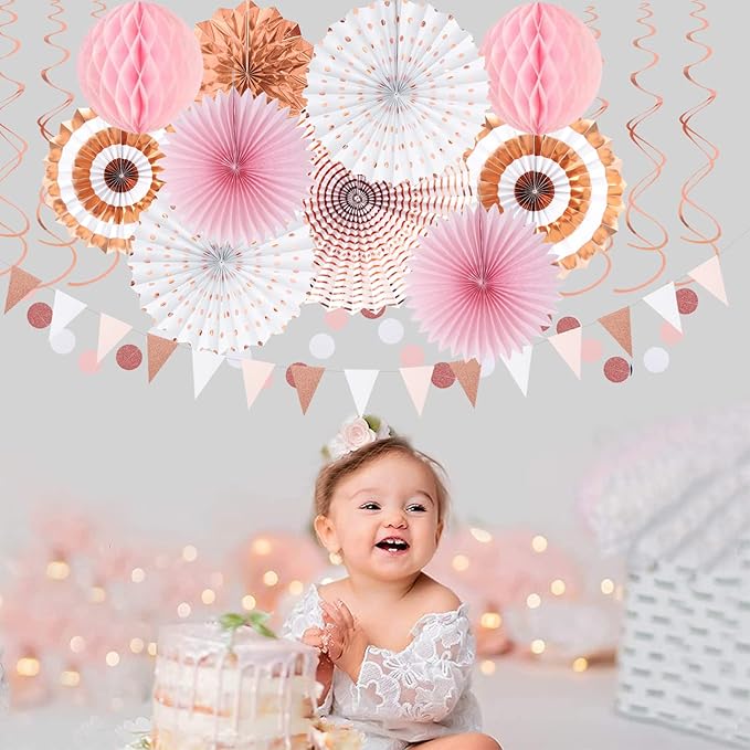 Rose-Gold Pink-White Graduation Party-Decorations - Image 7