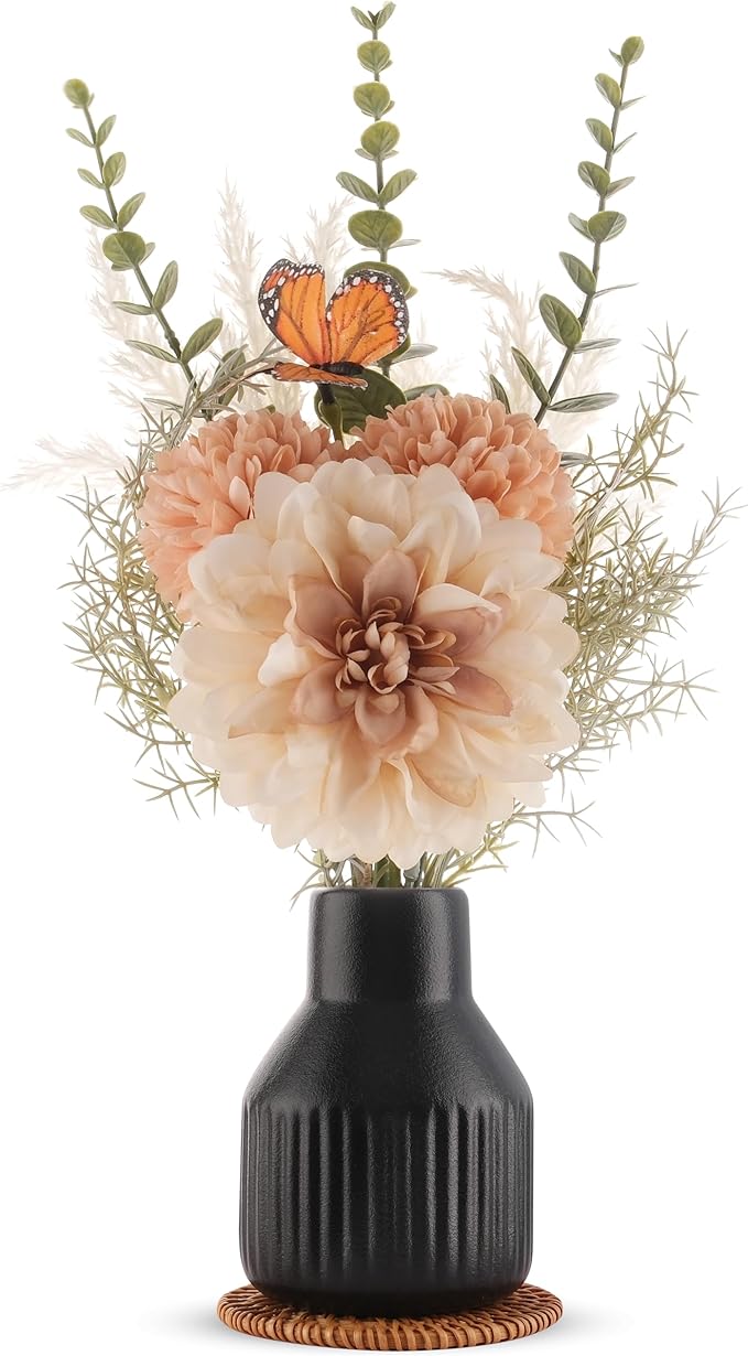 Small Fake Flowers in Vase 14" Centerpiece Table Decorations Silk Flowers by Unknown