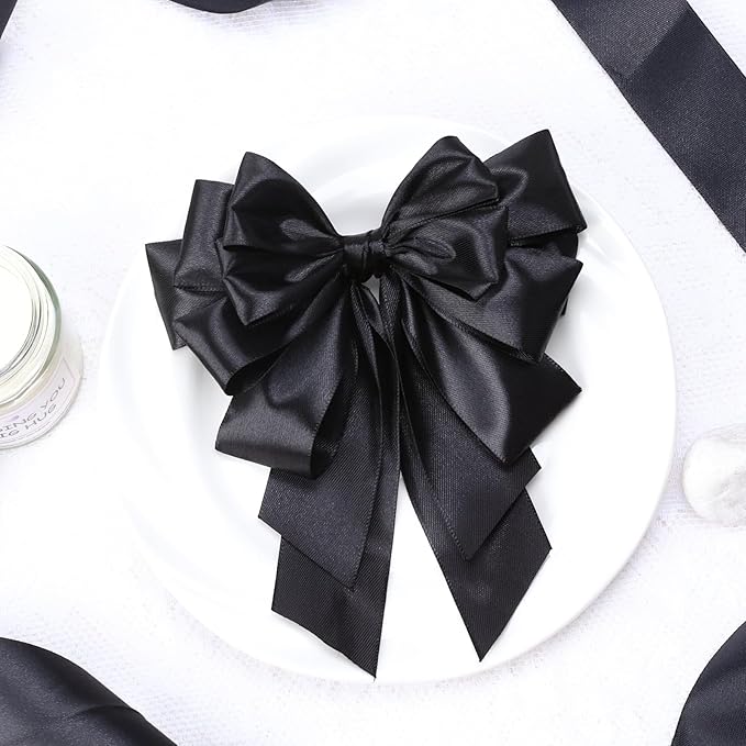 NESCCI 100 Yards Ribbon, 1-1/2 Inch Black Satin Ribbon, Single Face Satin - Image 4