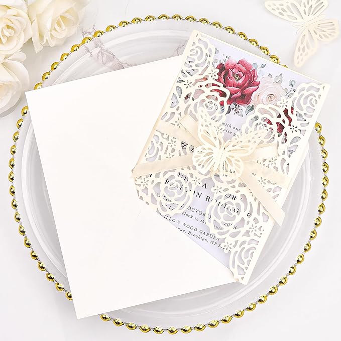 Wedding Invitations Ivory 50 Pack - Image 4