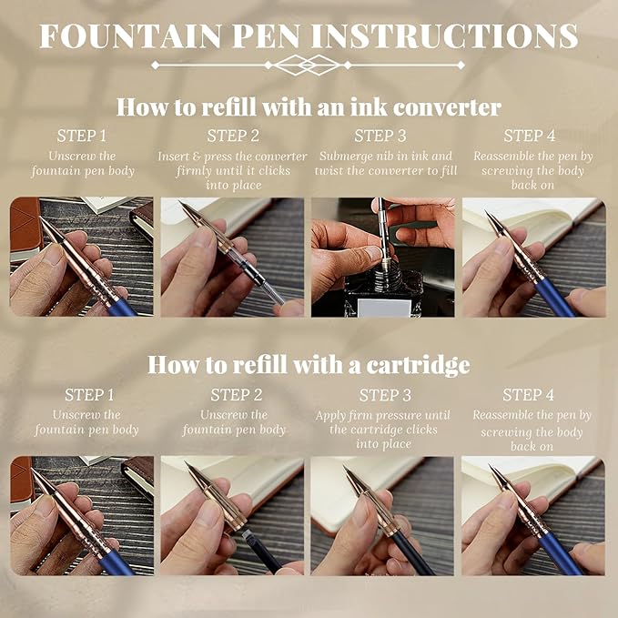 YUNCHUN Refillable Fountain Pen Fine Nib, Fancy Ink Pen - Image 8
