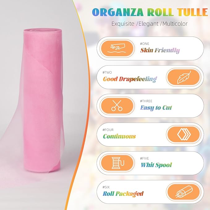 Crystal Organza Fabric Tulle 11 Inch by 50 Yards Sheer Tulle Rolls - Image 2