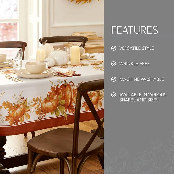 Elrene Home Fashions Autumn Pumpkin Grove Wrinkle Resistant Tablecloth - Image 3