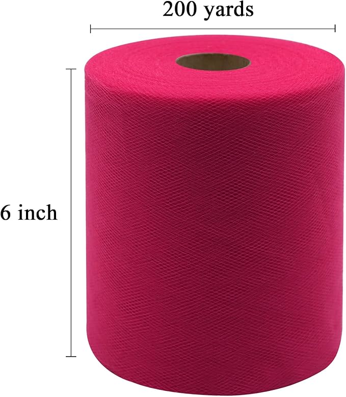 Fuchsia Tulle Fabric Rolls 6 Inch by 200 Yards Fabric Spool Tulle Ribbon - Image 4