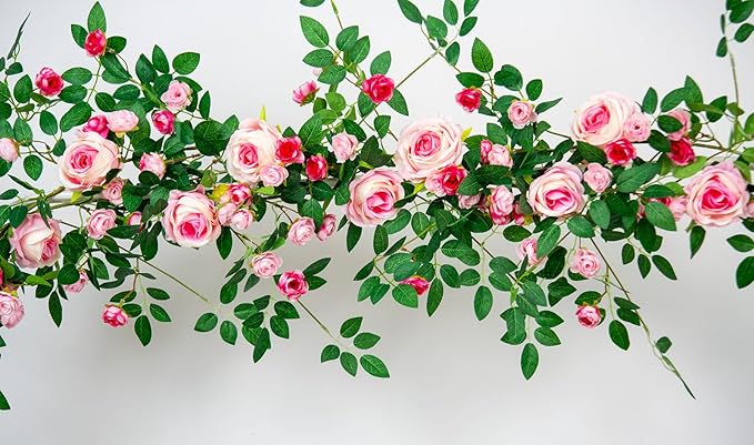 6FT Pink Flower Garland Artificial Rose Vines Hanging Floral Garland - Image 6