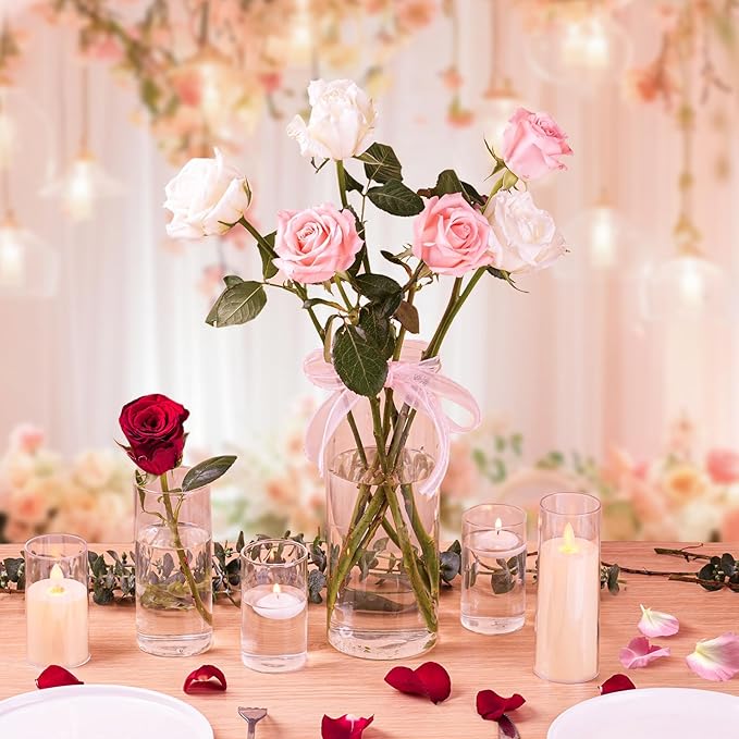 12pcs Clear Glass Cylinder Vases, 10 Inch Tall Cylinder Vases - Image 4