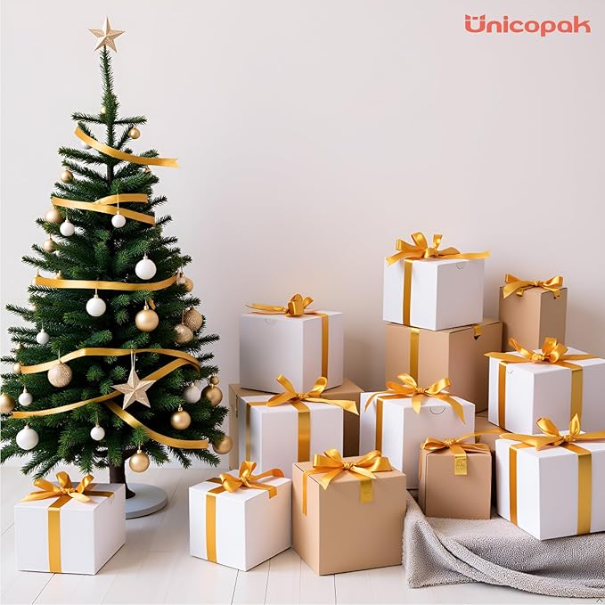 UnicoPak 50 Pack 4x4x4 White Gift Boxes, Elegant Small Gift Boxes - Image 8