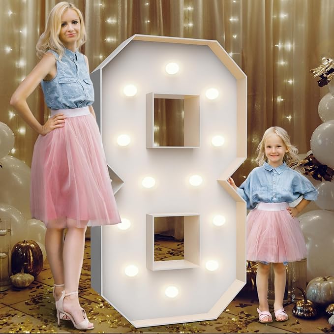 4FT Marquee Light Up Numbers 8, Party Decoration Large Marquee Light Up Letters by Teebloom