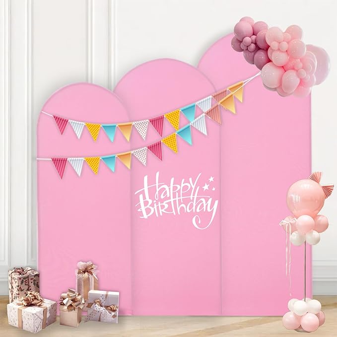 WEERRW Pink Arch Backdrop Cover Ballon Arch Stand Covers Set of 3 Spandex by WEERRW