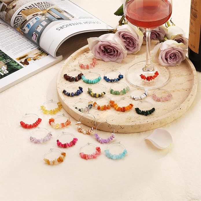 Pride & Par 24 Pcs Nature Gemstone Beads Glass Charms - Image 6