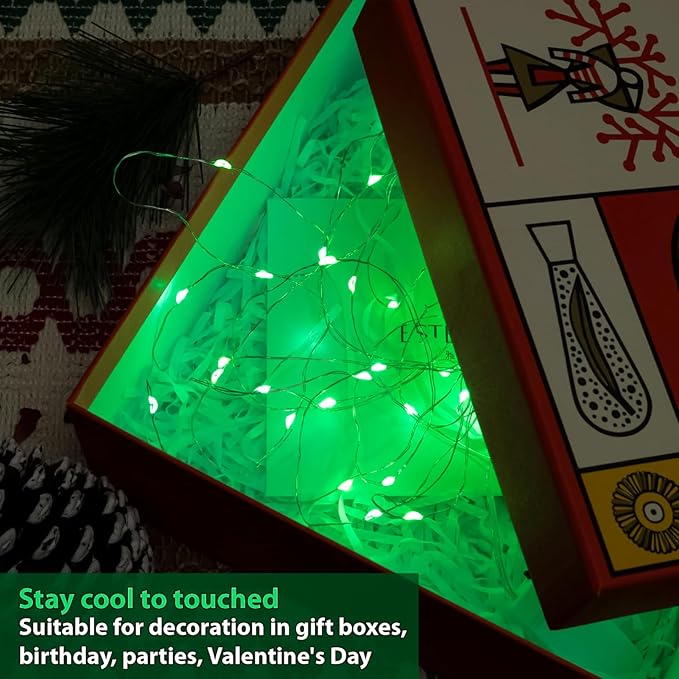 HXWEIYE 6 Pack Green Fairy Lights Battery Operated, 7ft 20LED Mini Fairy String - Image 5