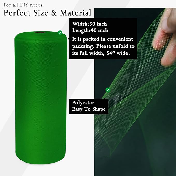 Emerald Green Tulle Fabric Rolls 54 Inch by 40 Yards Tulle Bolt Spool - Image 3