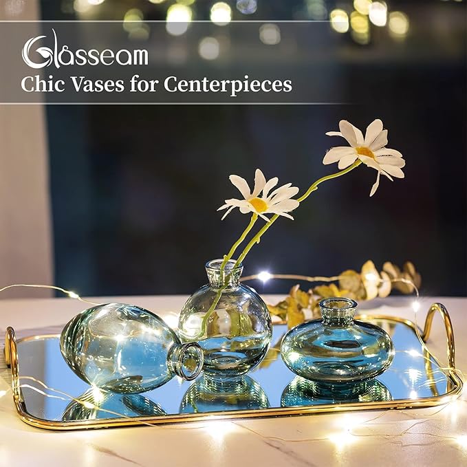Bud Vases 3Pcs/Set Small Vases Handmade Cute Green Small Vases - Image 5