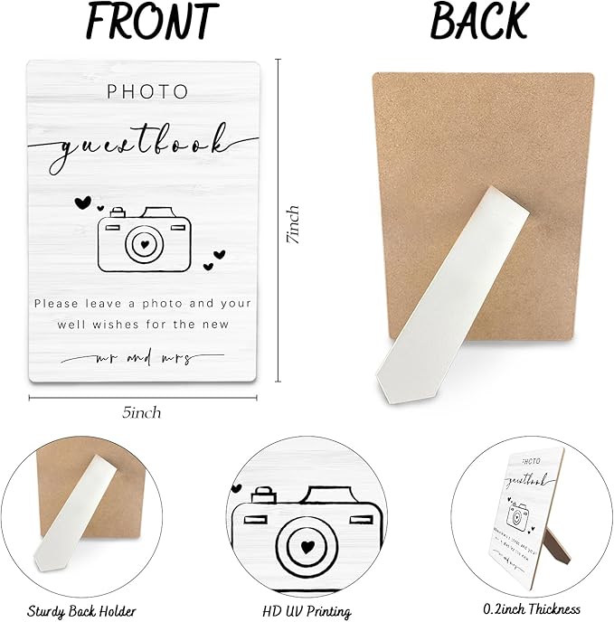 Wooden Photo Guest Book Stand 5x7inch - Image 6